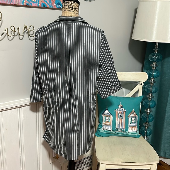 EUC Comfy USA Stripe Tunic button blouse - Picture 2 of 7